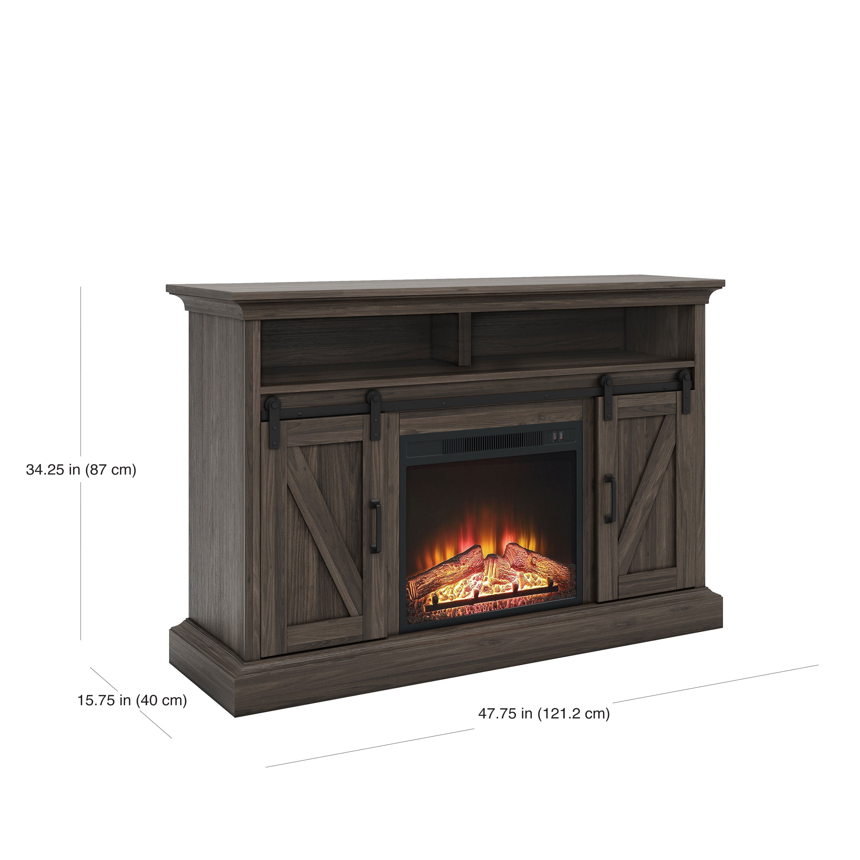 fireplace tv stand with sliding barn doors