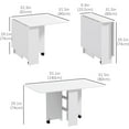 thumbnail image 3 of HOMCOM Table à Manger Pliable avec Étagères de Rangement, Abattants et Roues, Blanc, 3 of 10