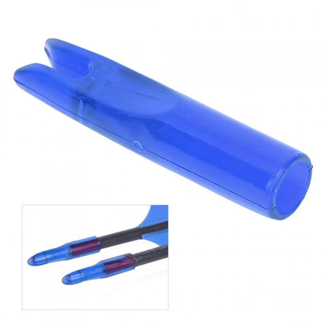 50 Pcs Accessoire de Tir à l'Arc en Plastique Portable, Insert de Queue Encoche Flèche pour Arbre de 6mm Bleu