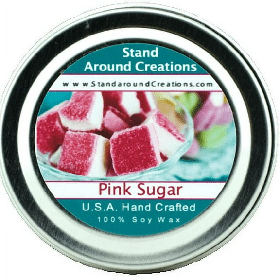 PINK SUGAR TIN 4-OZ. ALL NATURAL SOY CANDLE