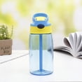 thumbnail image 2 of 480ml Plastic Water Bottle with Flexible Handle One Button Open Straw Bottle for Teens Toddler Kids Boys Girls - Purple, 2 of 2