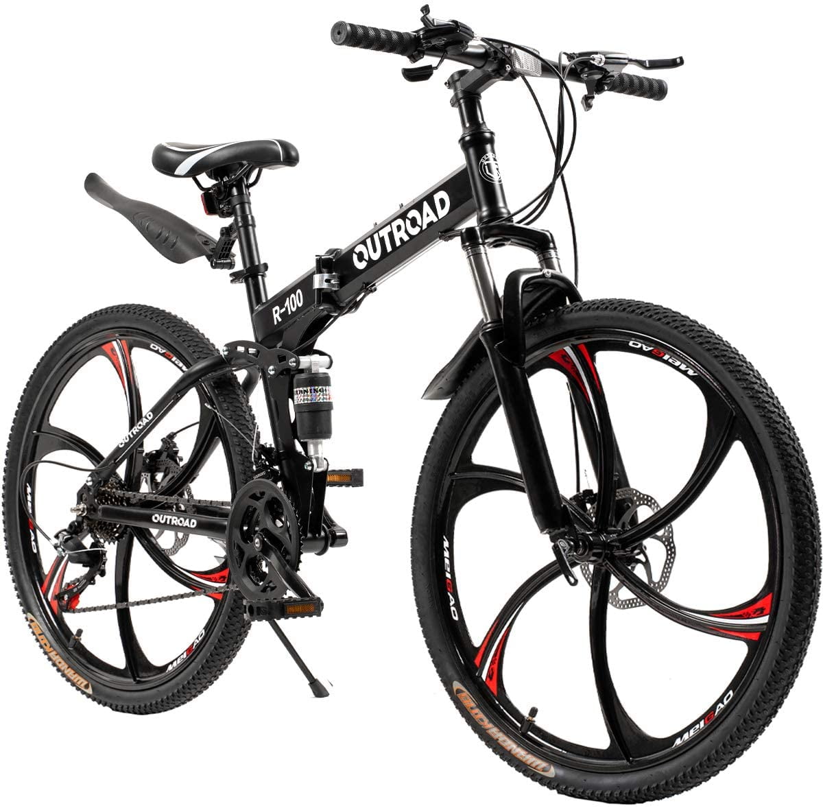 26'' Folding Mountain Bike 21 Speed Bike Full Suspension Non-slip Bicycles MTB` 