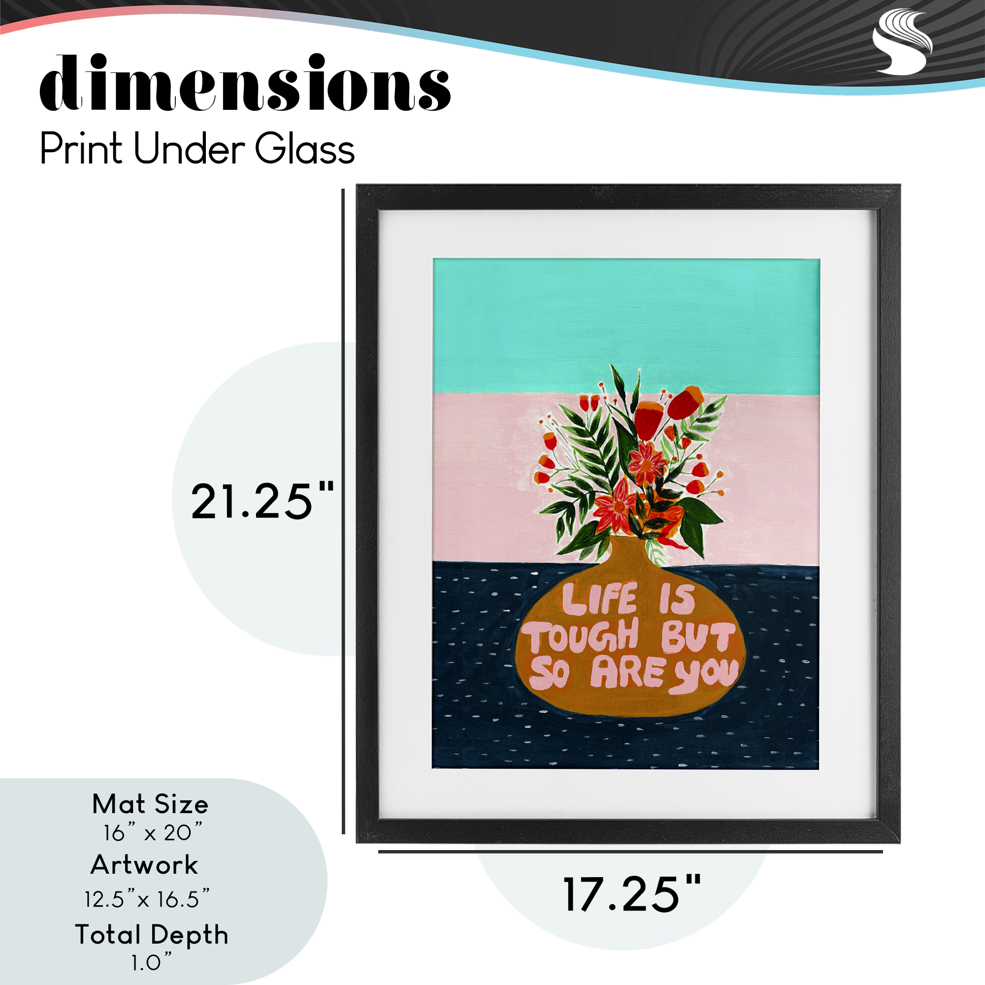 Life Tough So Are You Black Framed Print Under Glass, design by Nabeela Rumi