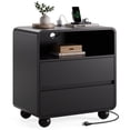 thumbnail image 6 of GIKPAL 2-Drawer Modern Nightstand, 23.6" Wide Curved Wood Bedside Table with Charging Station, End Table for Living Room Bedroom, Black, 6 of 10
