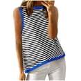 thumbnail image 2 of Women's Summer Striped Color Block Tank Top Sleeveless Shirt Blouse Loose Fit Casual Breathable Beach Vacation Fashion | CSEONE,Blue L, 2 of 7