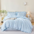 thumbnail image 3 of URBONUR 5Pcs Light Blue Full Size Bed in A Bag Ruffled Comforter Sets Farmhouse Bedding Sets with Sheets Lightweight Microfiber Bed Sets(Blue Full), 3 of 10