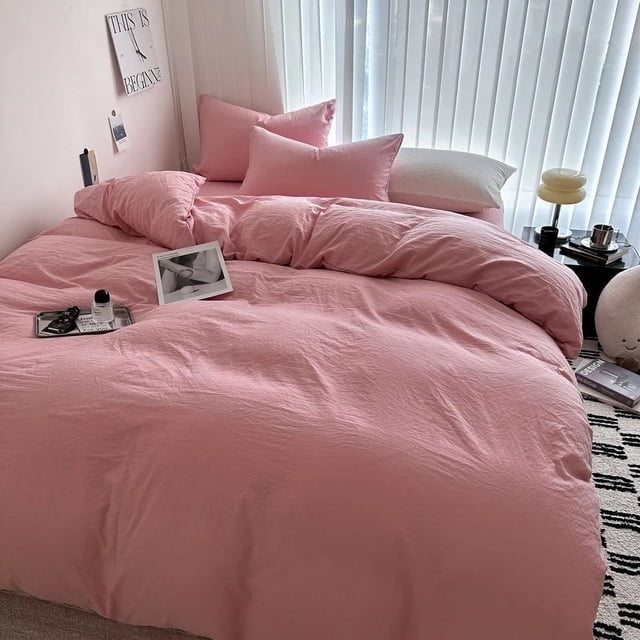 Juego de cama de algodón sólido - Sábana, funda nórdica y funda de almohada,