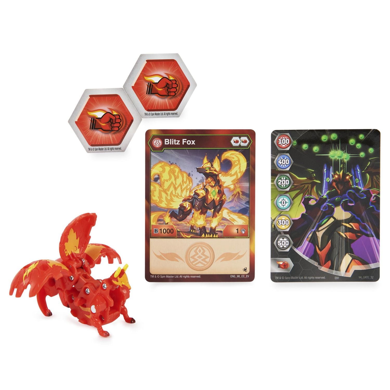 Bakugan Evolutions, Blitz Fox (Red), 2-inch Tall Collectible Action Figure and Trading Card, Kids Toys for Boys, Ages 6 and Up