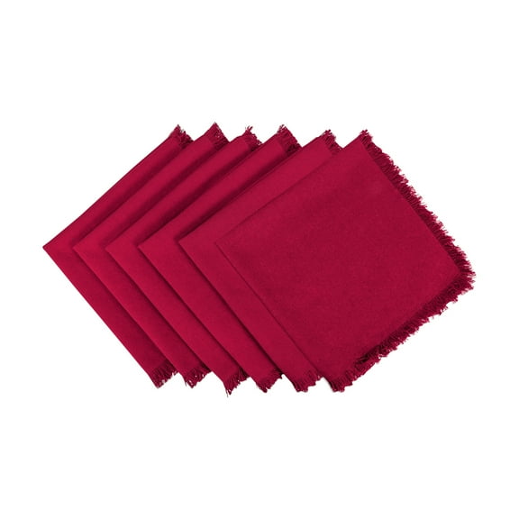 Solid Wine Heavyweight Fringed Napkin (Set of 6)
