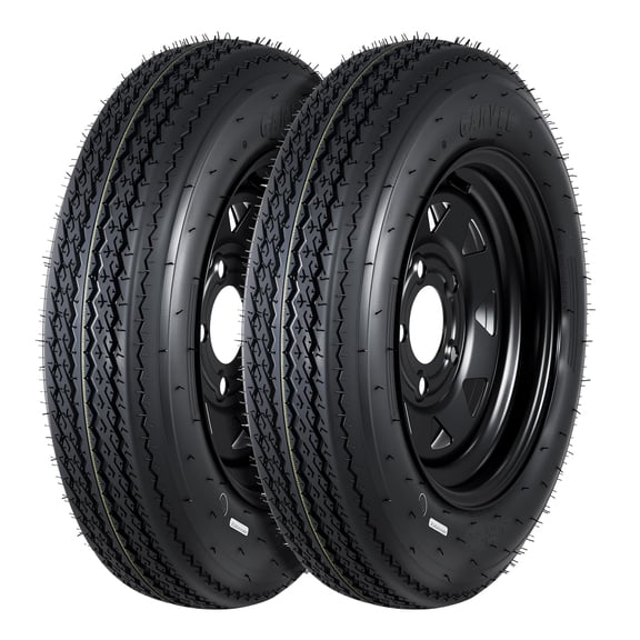 2-Pack Trailer Tire On Rim 4.80-12 480-12 4.80x12 5 Lug Trailer Tires and 12In Wheels Load Range B 6PR Black