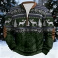 thumbnail image 4 of Men's Christmas Quarter Zip Pullover Hoodless Sweatshirt Long Sleeve Crewneck Thermal Lined Winter Warm Top, 4 of 5