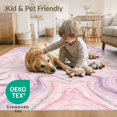 thumbnail image 4 of ODIKA 9'x12' Washable Area Rug Purple Gradient Pink Ombre Abstract Swirl Watercolor Flow for Great Room, Indoor Concept, Large Living Room, Low Pile, Flatwoven, 4 of 7