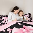 thumbnail image 4 of Manfei Personalized Initial T Bedding Comforter Set 7 Pieces for Preppy Child,Dreamy Princess Full Bedding Set Lightweight,Pink Ribbon Bow Knot Fitted Sheet Flat Sheet,Luxury Bedroom Decor, 4 of 8