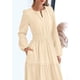 thumbnail image 5 of Vestido PRETTYGARDEN 2025 Maxi Cuello en V Manga Larga Beige M, 5 of 7