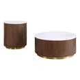 thumbnail image 1 of Coaster Jason 2-piece Round White Marble Coffee Table Set Honey Brown, 1 of 10
