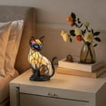 thumbnail image 3 of geerera Stained Glass Cat Table Lamp, Resin Feline Shaped Decorative Lamp, Hand Stained Colorful Night Light, Bedroom Decor, Living Room Accent, Gift for Cat Lover, 3 of 7
