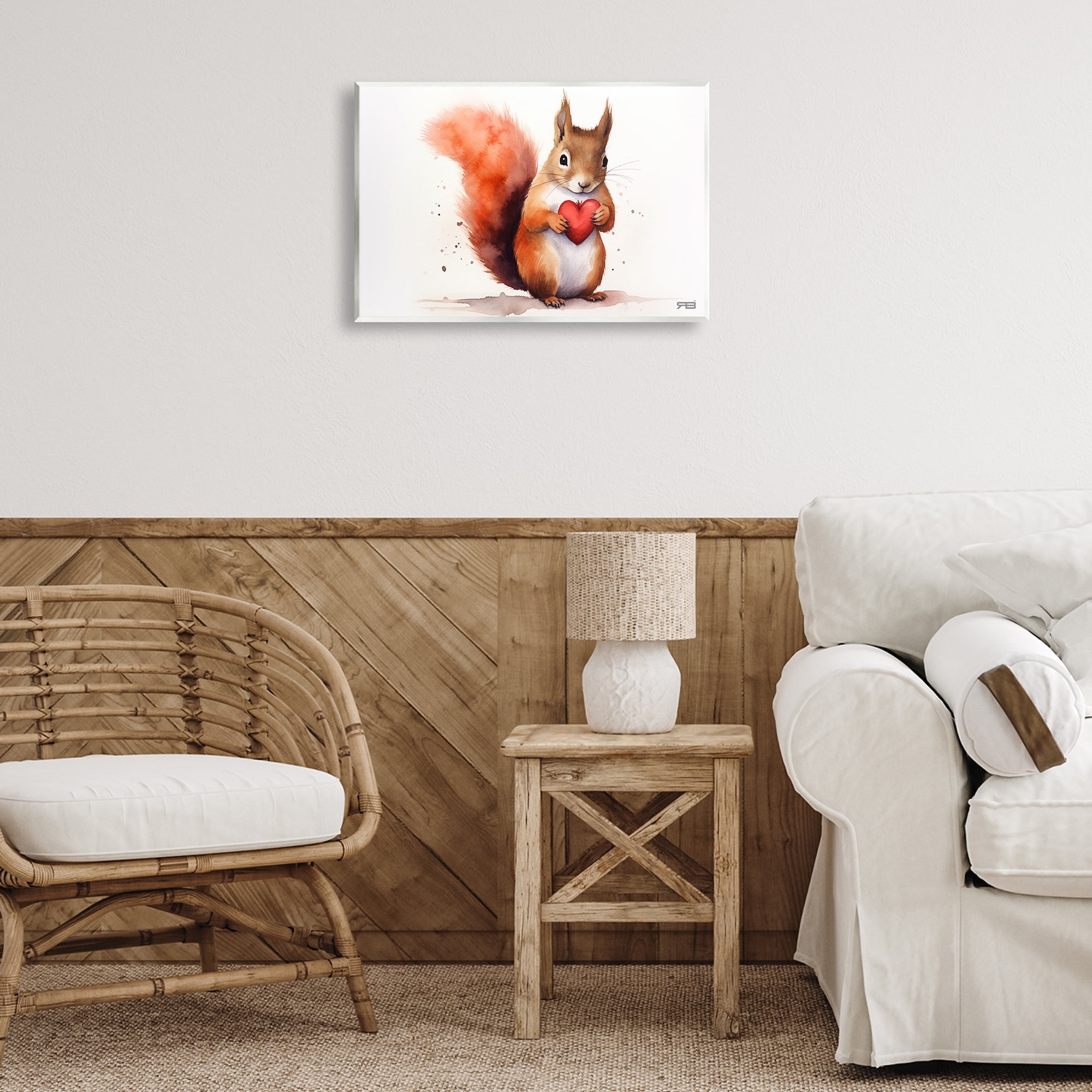Stupell Industries Squirrel Holding Heart Animals & Insects Painting Unframed Art Print Wall Art, 19 x 13
