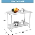 thumbnail image 3 of Table de Travail en Acier Inoxydable NSF 48x24 Po avec Tablette Inférieure Réglable et Support à Déchets, Table de Préparation Commerciale Robuste pour Cuisine, Restaurant, Garage, Maison, 3 of 9