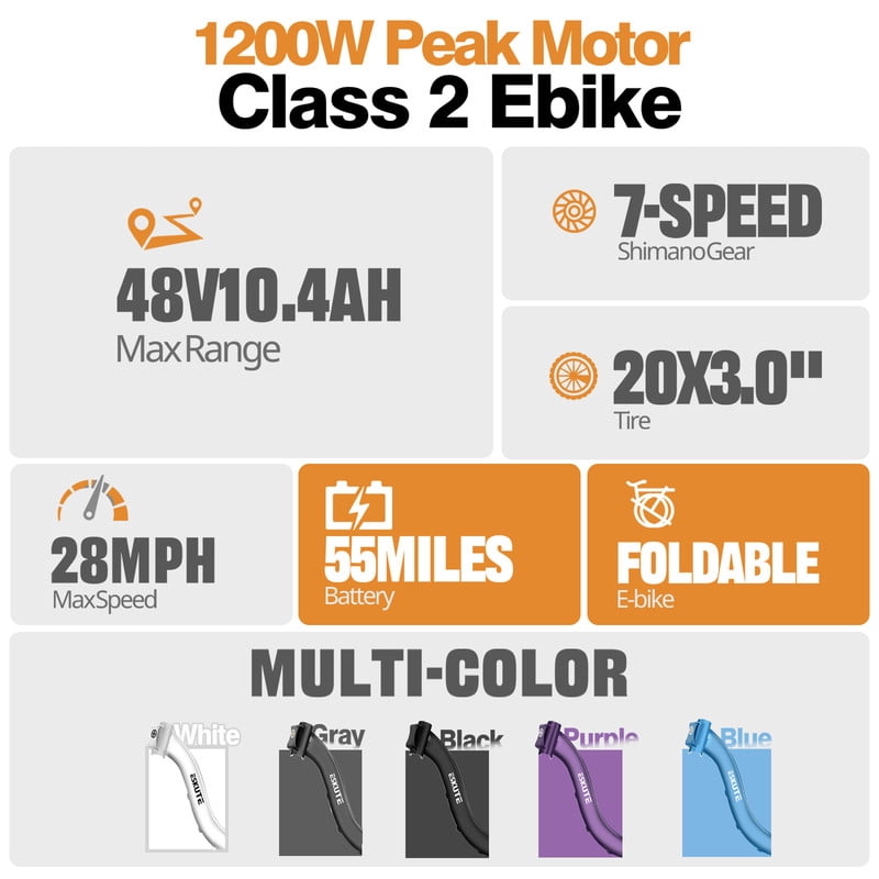 ESKUTE D200 Electric Bike for Adults Teens Students, 750W Peak Motor 28 Mph, 48V 10.4Ah Battery Up to 55 Miles, with 7‑Speed Step‑Through Cargo Fold E Bicycle, NFC Unlock, Purple with Lock, UL2849