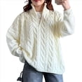 thumbnail image 2 of Suéteres de Otoño para Mujer, Jersey de Larga con Cremallera de un Cuarto, Jersey Informal Holgado con Cuello en V y Punto M, 2 of 7