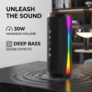 Portable Bluetooth Speaker, Bluetooth 5.4 Wireless Speaker, IPX7 Waterproof, 30W Loud Deep Bass with 20H Palytime, 7 Color RGB Lights, TWS Pairing for Home/Party/Outdoor, Gift