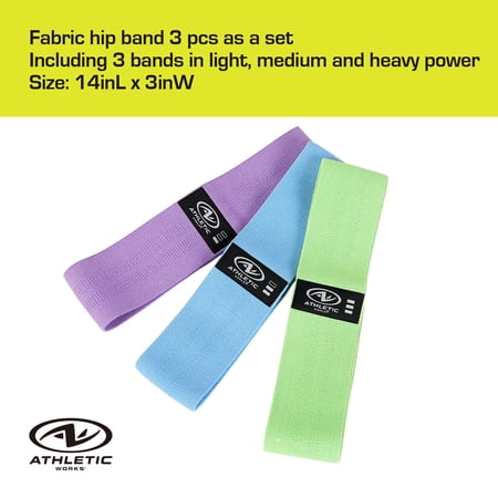 ATHLETIC WORKS FABRIC EXERCISE BANDS 3 DIFFERENT RESISTANCE LEVELS WITH CARRY BAG NON-SLIP AND ELEVATE YOUR FITNESS ROUTINE