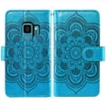 thumbnail image 5 of Asuwish Compatible with Samsung Galaxy S9 Wallet Phone Case and Tempered Glass Screen Protector Flower Faux Leather Flip Credit Card Holder Stand Zipper Cell Cover for S 9 Edge 9S GS9 Women Blue, 5 of 9