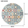 thumbnail image 6 of Multicolor Ethnic Geometric Patchwork Pattern Round Tablecloth 60"x60",Wrinkle Wipeable Table Cloth for Kitchen Dining Room Picnic Patio Party, 6 of 6