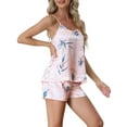 thumbnail image 4 of INSPIRE CHIC Women's Satin Lounge Set Sleeveless Cami Shirt Nightwear Sleepwear Pajama Sets S Pink, 4 of 6