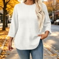 thumbnail image 4 of Hilenly Plus Size Crewneck Sweatshirt for Women 3/4 Sleeve Waffle Knit Tops Tunic Sweatshirts, 4 of 9