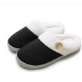 thumbnail image 1 of Pantuflas de lana con suela de goma dura antideslizantes para dormitorio interior y exterior de algodón viscoelástico (negro M, longitud interior 240 mm), 1 of 4