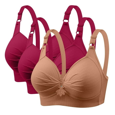 LLYWEY Bras for Women on Clearance Wire-Free Push up Bras Women Ladies Bralette Bra Style-376 Women Multiway Bra Feature Adult Female Plus Size Sports Bras Multicolor 44B