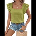 thumbnail image 1 of Top de Corta con Volantes y Cuello Cuadrado para Mujer, Color Oliva L, 1 of 8