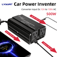 thumbnail image 2 of LVYUAN 500W Modified Sine Wave Power Inverter 12V DC to 110V AC Vehicles Converter 2 AC Outlets + 2USB Charger Car Plug Adapter for Laptop, Computer, Car, RV, Camping & Home Black, 2 of 10