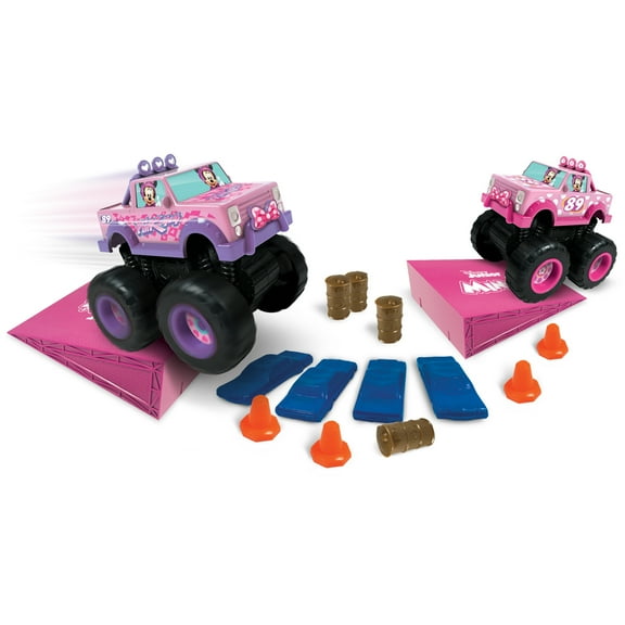 Minnie 18 Piece Off-Road Monster Truck Playset, Friction Powered Vehicles, 2 Switchable Vehicles Plus Accessories, Children Ages 3 Years and Up