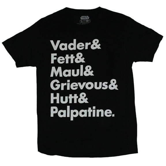 Star Wars Mens T-Shirt - Vader Fett Maul Grievous Hutt Palpatine Words (Medium)