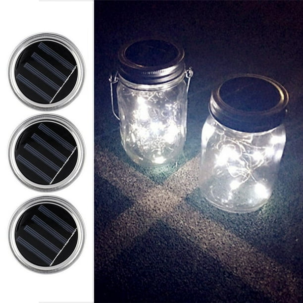 3 Pack Solar Mason Jar Lids 10 LED Mason Jar Decor Lid Insert for