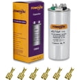 thumbnail image 1 of TOMORAL 45+10 MFD 45/10 uF ±5% 370VAC/440 Volt CBB65 Dual Run Round Capacitor for AC. for Condenser Straight Cool or AC Motor and Fan Starting or Heat Pump Air Conditioner (Universal Compatibility), 1 of 5