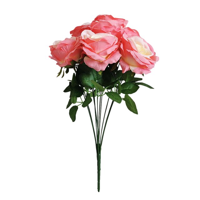Ramo de rosas artificiales simulación floral decoración de la mesa de oficina en casa centro de mesa rosa falsa, rosa claro kenally HA7033-04B