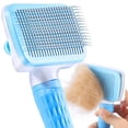 thumbnail image 1 of Cepillo para perros y gatos, cepillos para mascotas, cepillo para quitar pelos de mascotas de pelo largo y corto, limpia el pelo de tu mascota con un solo botón - Azul Tipo 1, 1 of 5