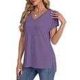 thumbnail image 7 of Xdegoge T Shirts for Women V Neck Short Sleeve Summer Tops Loose Fit Tunic Tops Dressy Casual Blouses Split Fashion Y2K Tshirts Online Order History Todays Order for Delivery From, 7 of 7