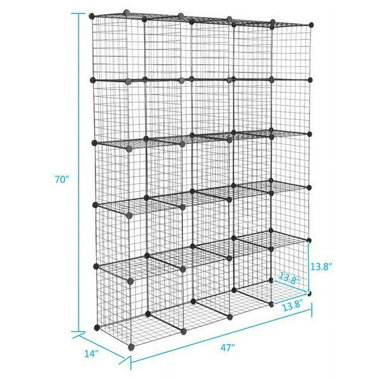 Grid Wire Shelves Metal Stackable Storage Bins, Bookshelf, Closet