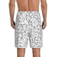 thumbnail image 3 of Kdxio Black White Music Print Mens Sleep Shorts Bottoms Soft Comfy Pajama Wear Pants with Drawstring Pockets, 3 of 7