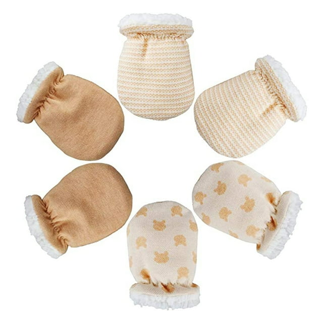 3 pares de guantes para bebés, guantes cálidos para manos de bebé, guantes para rascar, guantes para rascar, guantes Unisex para bebés, guantes de algodón para recién nacidos Xemadio 2034352