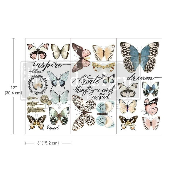 Prima Marketing Re-Design Decor Transfers 6"x12" 3/Sheets-Papillon Collection