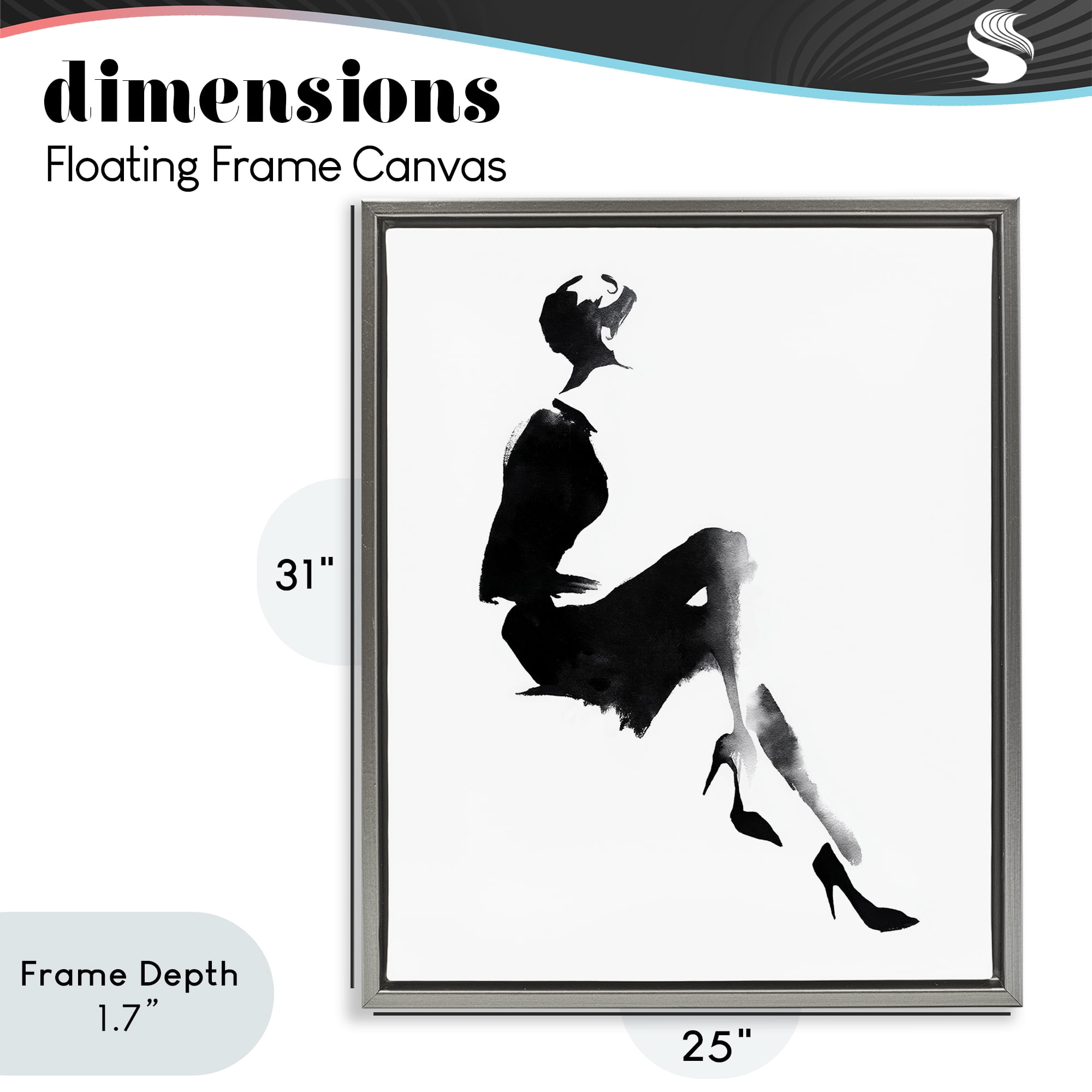 Stupell Industries Chic Silhouette Noir Gray Framed Floater Canvas Wall Art, design by Svetlana Aleynikova
