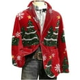 thumbnail image 3 of oelaio Christmas Suit Jacket for Men Funny Xmas Blazer Jacket Snowflake Print Tuxedo Two Button Notched Lapel Party Jackets Green XL, 3 of 8