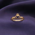 thumbnail image 4 of AFFY Heart Cut Simulated Blue Sapphire & Cubic Zirconia Claddagh Ring In 14k Yellow Gold Over Sterling Silver Jewelry Gift For Her Ring Size-10.5, 4 of 7