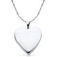 thumbnail image 1 of 14K White Gold Plain Heart Locket Charm Pendant with 1.2mm Singapore Chain Necklace - 24", 1 of 5