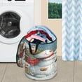 thumbnail image 4 of Wobogo Hugging Snowmen Foldable Laundry Baskets with Carry Handle Zipper Closure Travel Bathroom College Dorm Essentials, 4 of 5